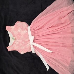 Lily Bleu Pink Lace Dress with White Accents Size: 6t